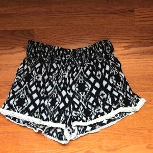 Black and White Flowy Shorts